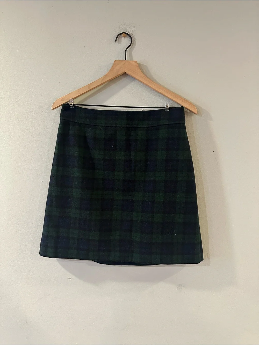 J. Crew Wool Blend Blackwatch Plaid A-Line Mini Skirt